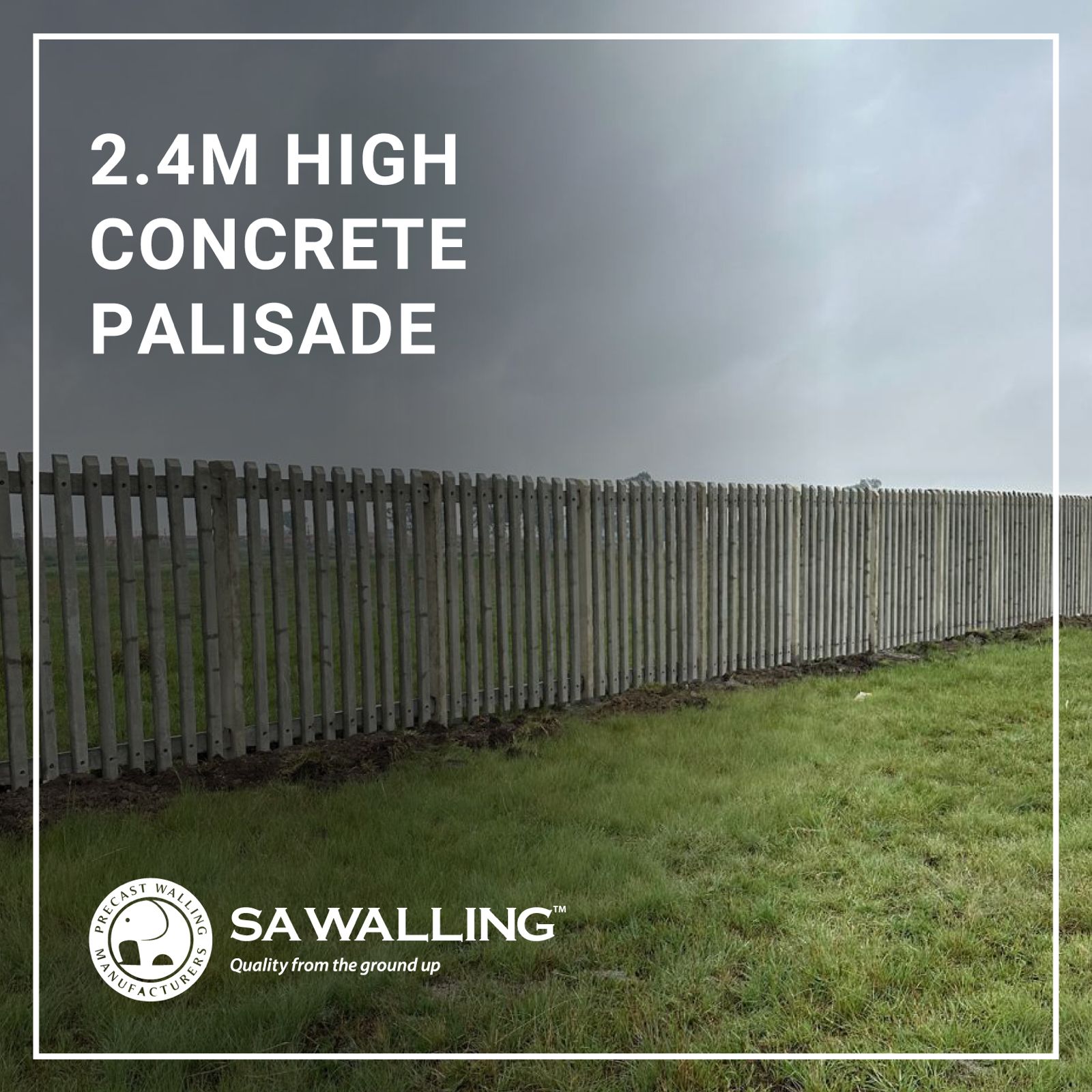 2.4m high concrete palisade