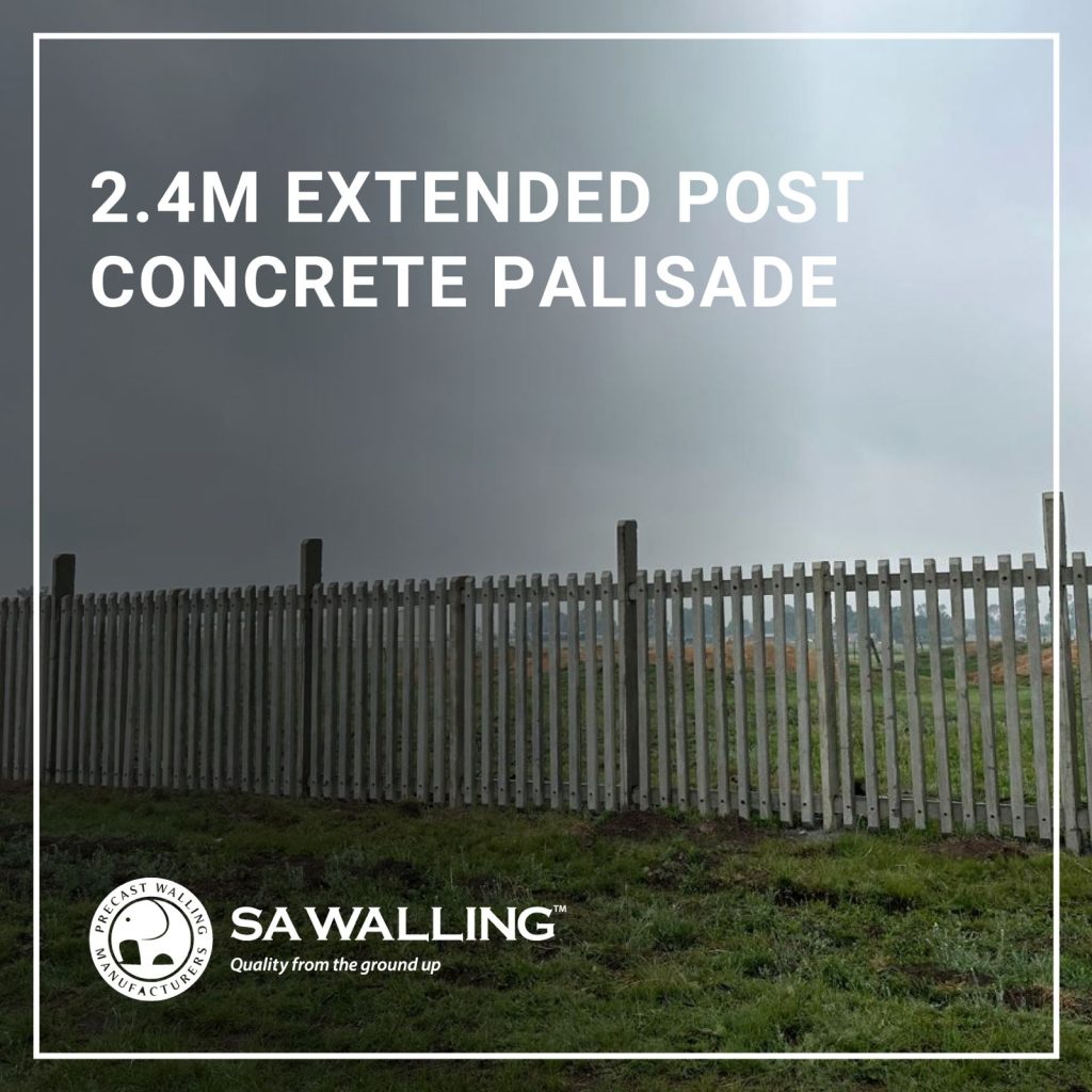 2.4m concrete palisade with extended post